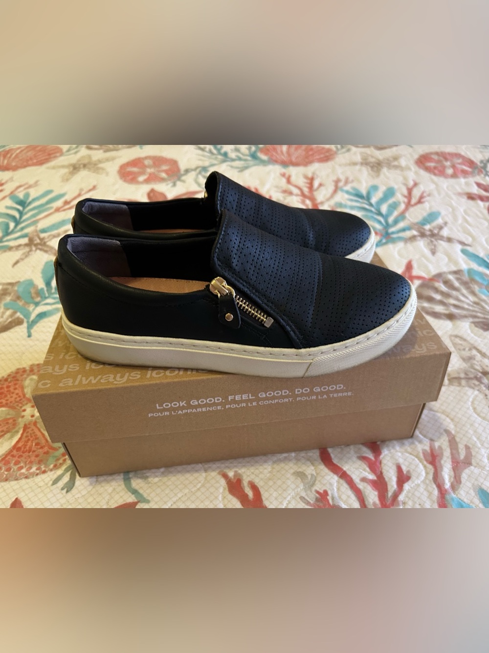 Dr. Scholl's Black Slip-On Sneakers with Gold Zipper